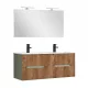 Trent Fürdőszobabútor 120 cm kerámia mosdóval tükörrel 60x120 cm olivazöld-sunset tölgy