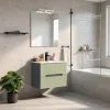 Trent Fürdőszobabútor 60 cm kerámia mosdóval (2 fiókos) tükörrel 60x80 cm antracit szürke-pisztáciazöld