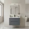 Trent Fürdőszobabútor 60 cm kerámia mosdóval (2 fiókos) tükörrel 60x80 cm antracit szürke