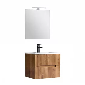 Trent Fürdőszobabútor 60 cm kerámia mosdóval (2 fiókos) tükörrel 60x80 cm sunset tölgy