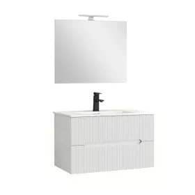Trent Fürdőszobabútor 80 cm kerámia mosdóval (2 fiókos) tükörrel 60x80 cm fehér