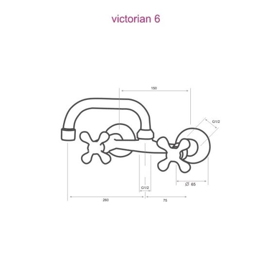 VICTORIAN6 mosogató csaptelep, 25 cm-es kifolyó hosszal