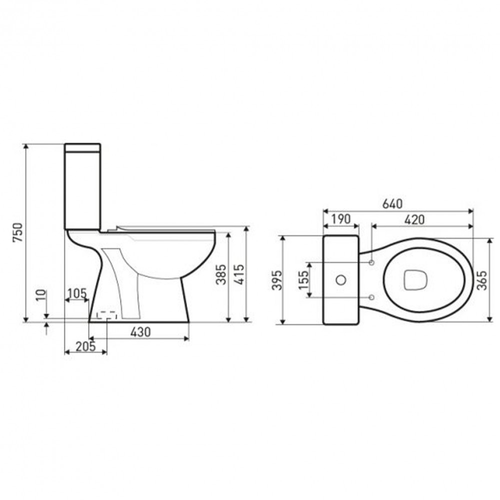 C-CLEAR monoblokkos WC alsó kifolyással - kétkamrás lehúzó rendszerrel 6/3 L