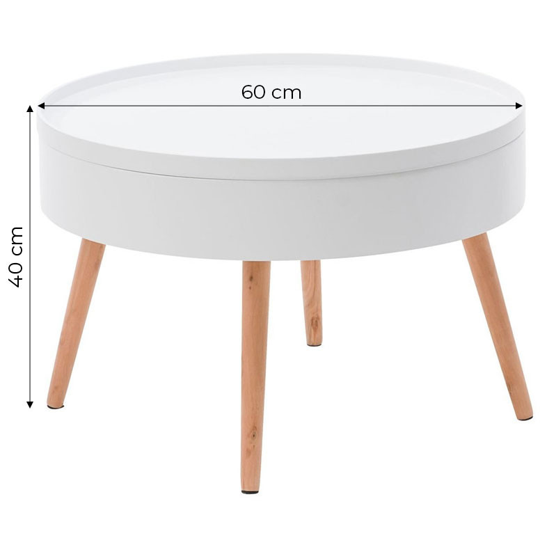 Kerek dohányzóasztal tárolóval 60 cm Kerek dohányzóasztal tárolóval 60 cm