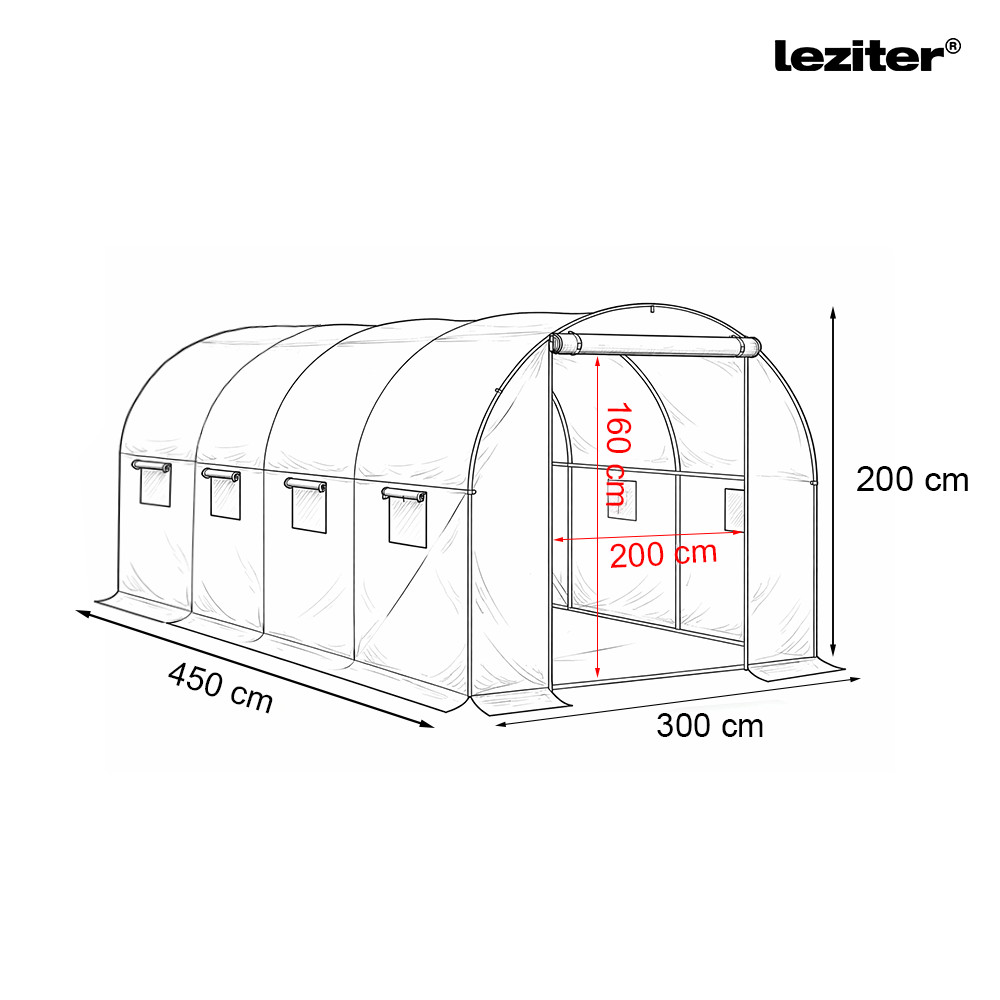Fóliasátor 200x300x450 cm erősített vázzal+fólia Fóliasátor 200x300x450 cm erősített vázzal+fólia
