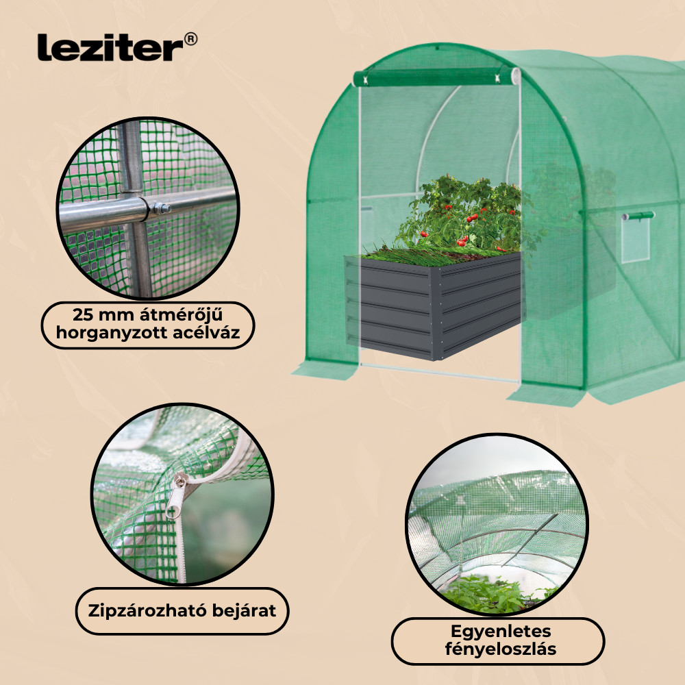 Fóliasátor 200x300x450 cm erősített vázzal+fólia Fóliasátor 200x300x450 cm erősített vázzal+fólia