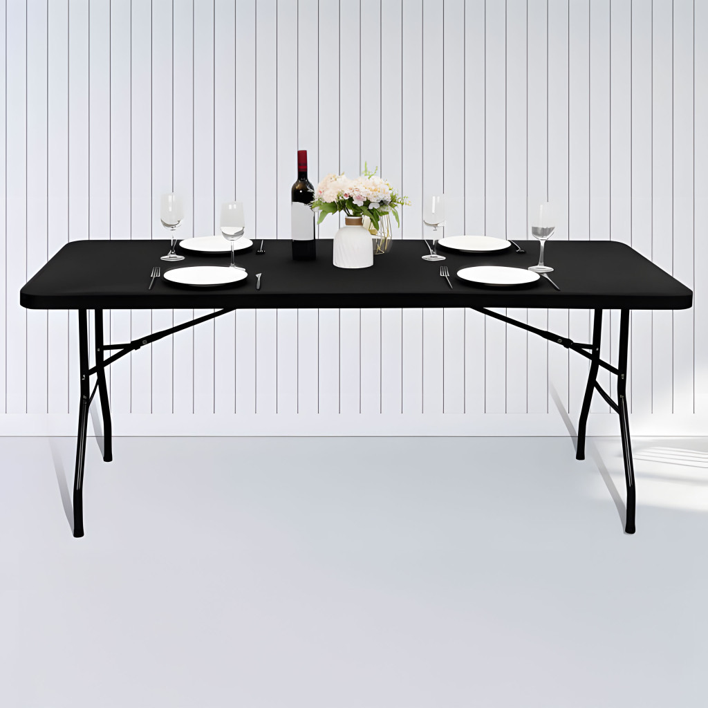 Catering asztal 180 cm, bőrönddé összecsukható, fekete