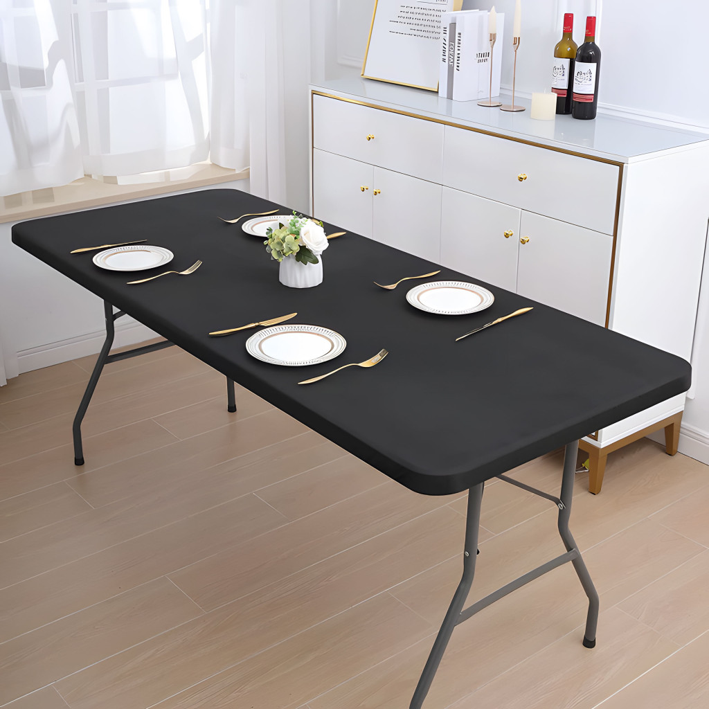 Catering asztal 180 cm, bőrönddé összecsukható, fekete