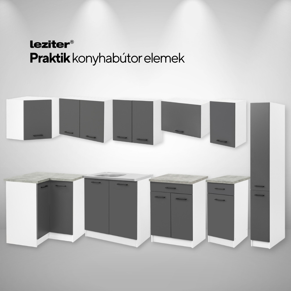 Praktik 60 felső sarok szekrény 1 ajtós, fehér-antracit