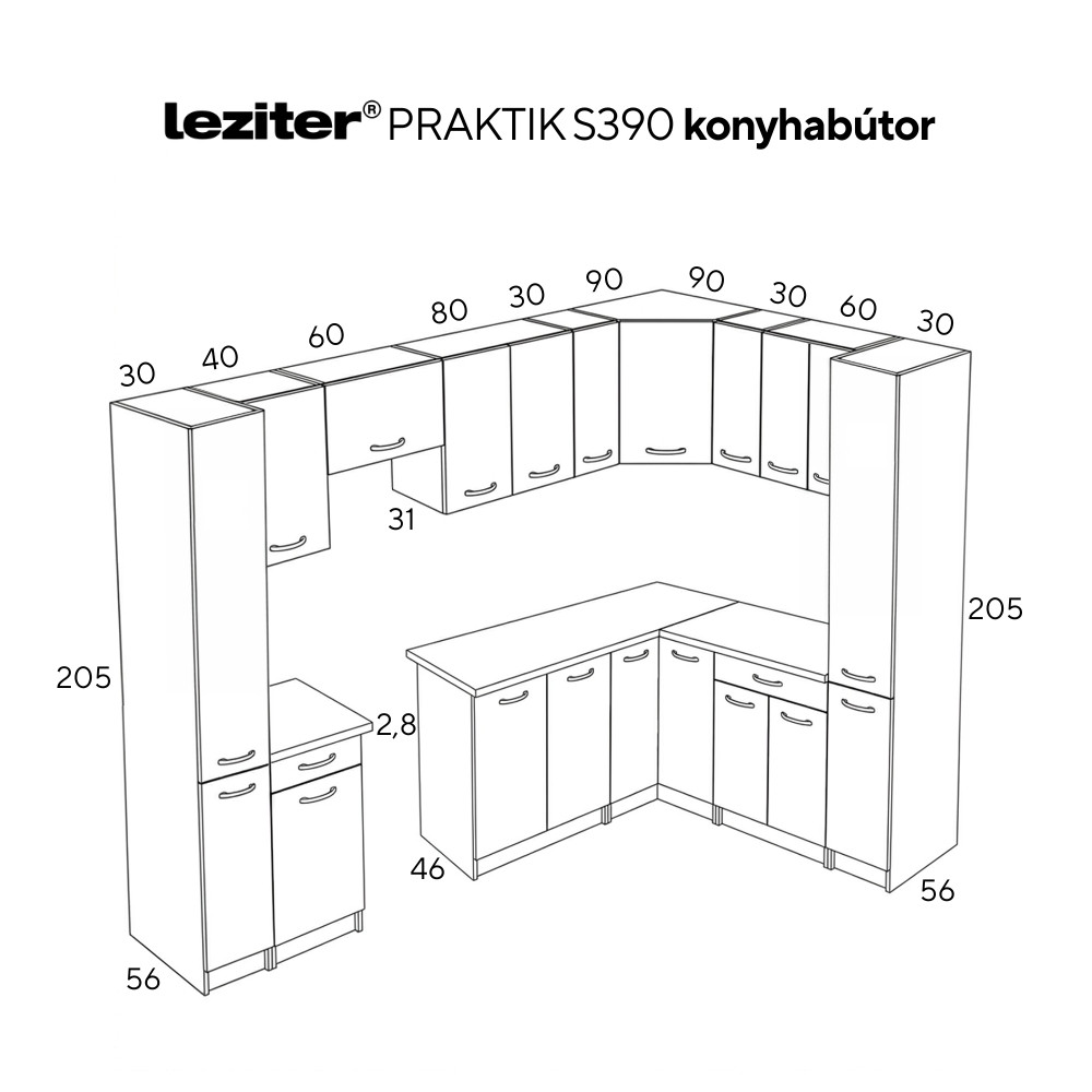 Praktik 390 sarok konyhabútor Praktik 390 sarok konyhabútor