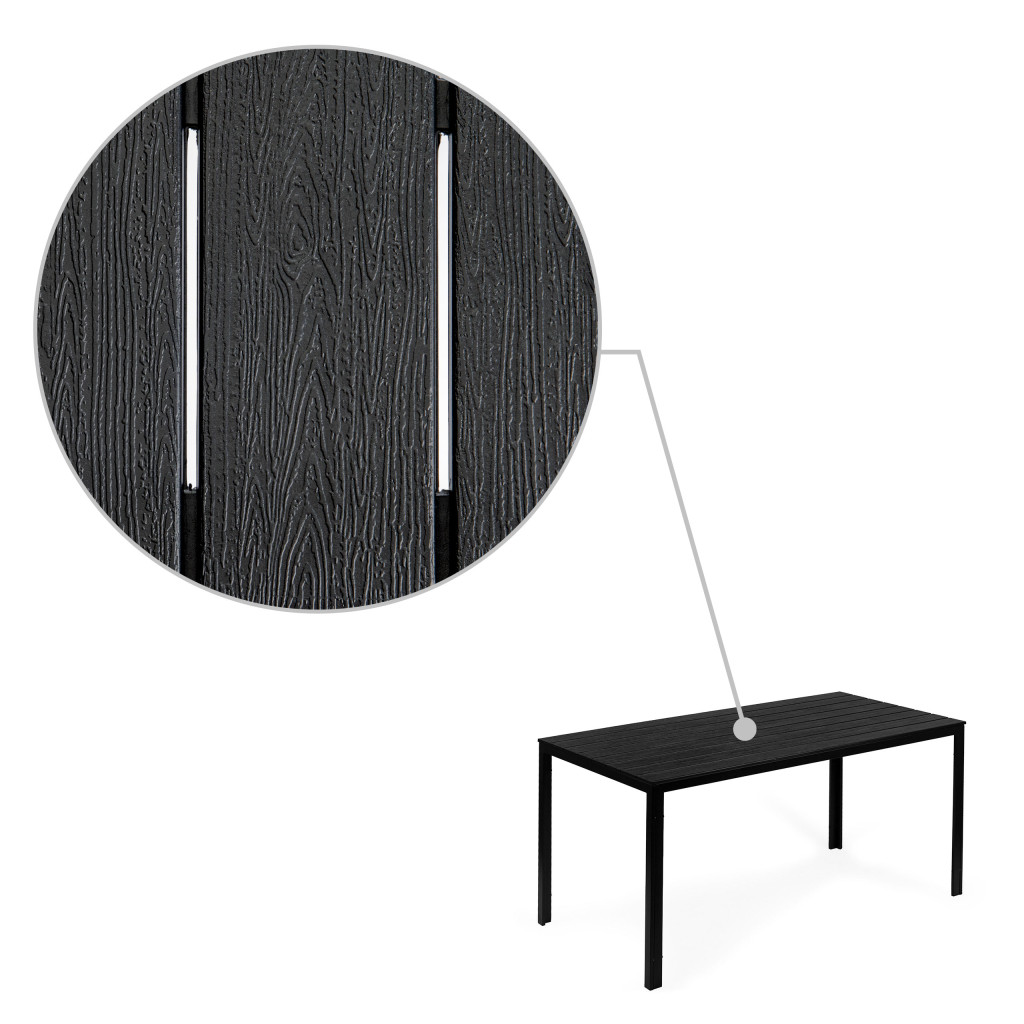 6 személyes kerti asztal 156x78 cm polywood fekete