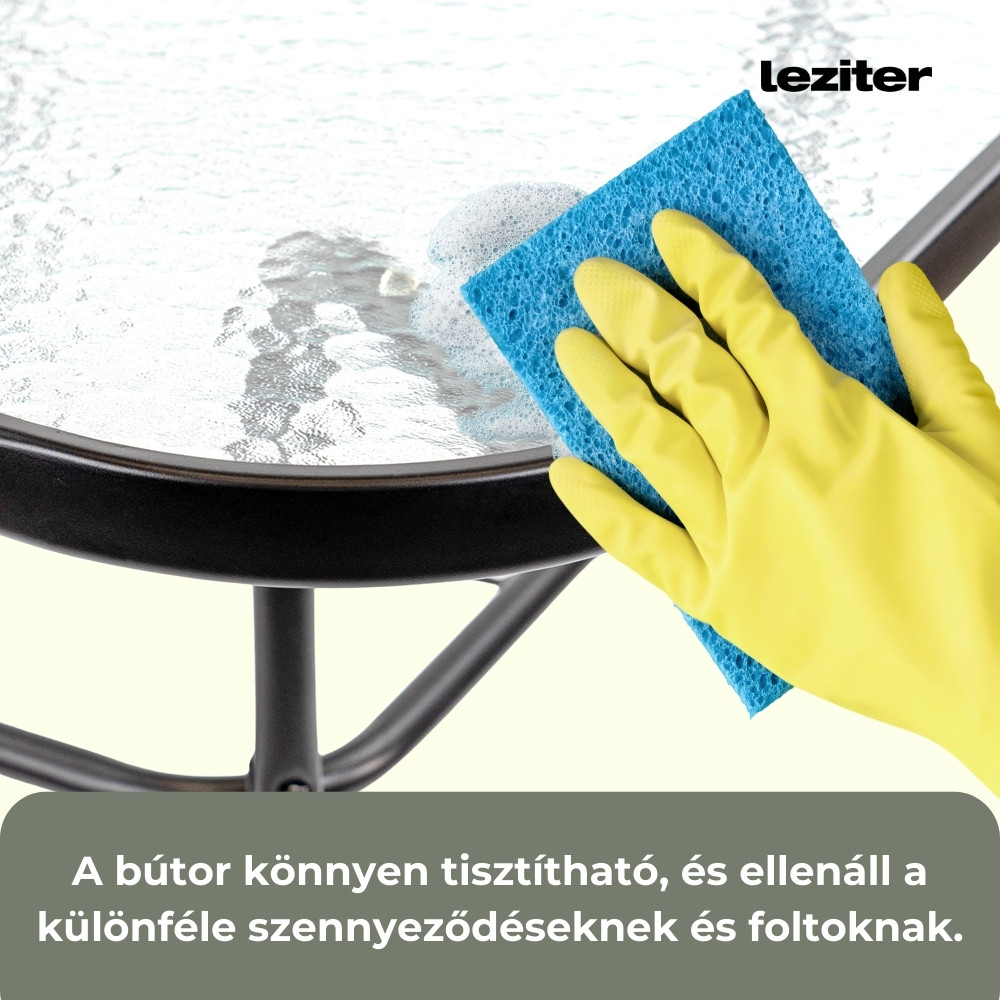Vella fémvázas üveg kerti asztal Vella fémvázas üveg kerti asztal