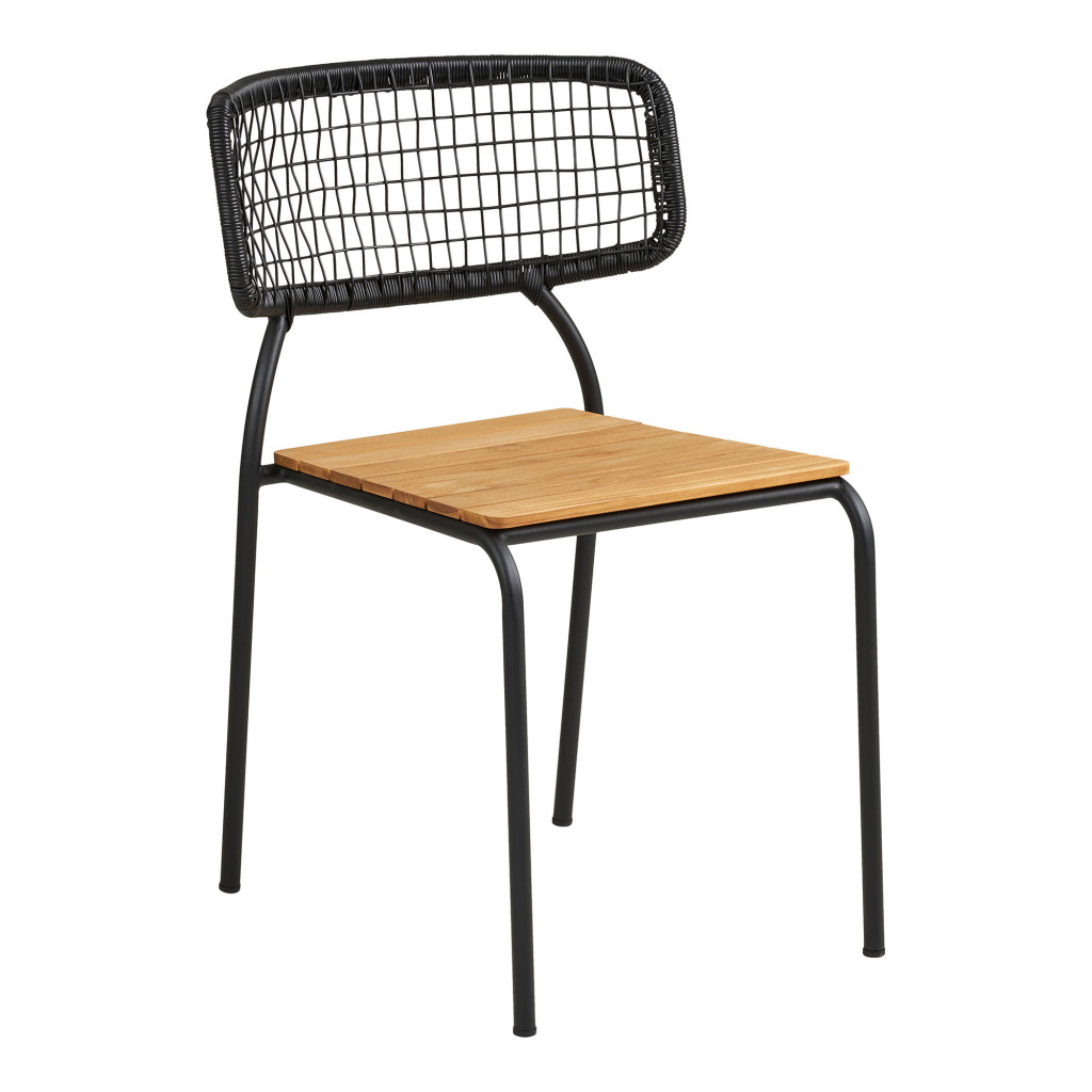 Image of Nashville étkezőszék, teakfa, fekete kötél, fekete lábak