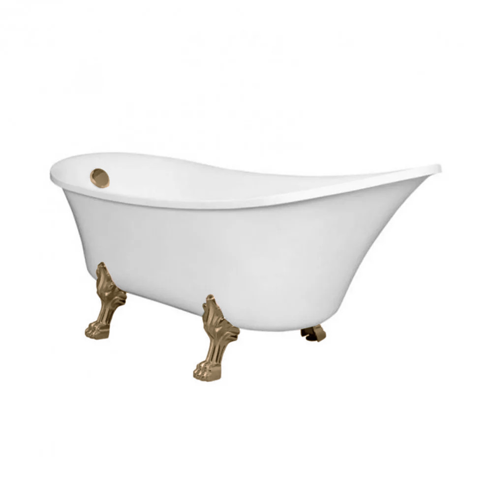 Image of Antica szabadon álló kád antik réz lábakkal és leeresztővel