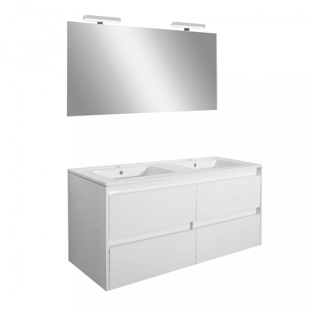 Porto Prime 120 komplett fürdőszoba bútor tükörfényes fehér színben