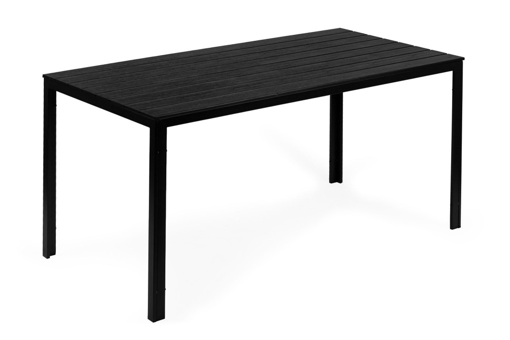 6 személyes kerti asztal 156x78 cm polywood fekete